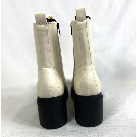 Nine West Combat Boots Platform Women's Size 10M Cream Black Lace Up Steam Punk - Picture 3 of 12